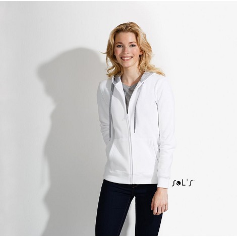 Sweatshirt zippé bicolore femme