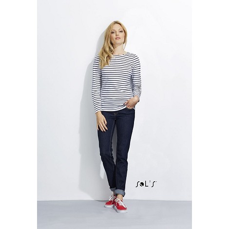 Tee-shirt manches longues rayé femme