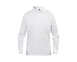 Polo piqué homme manches longues blanc