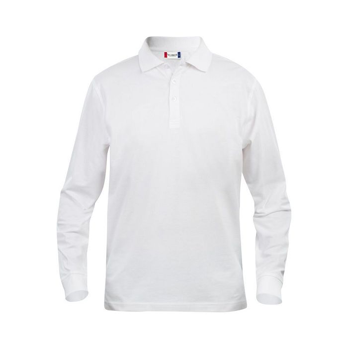  Polo piqué homme manches longues blanc