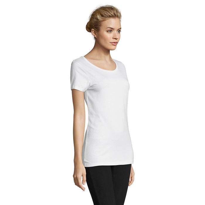  Tee-shirt personnalisé femme blanc coupe ajustée 155 g/m²