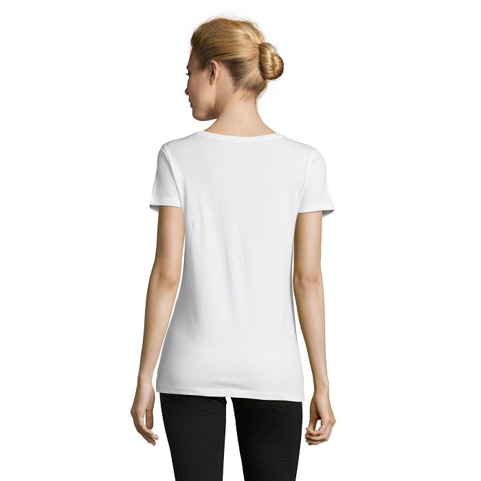  Tee-shirt personnalisé femme blanc coupe ajustée 155 g/m²
