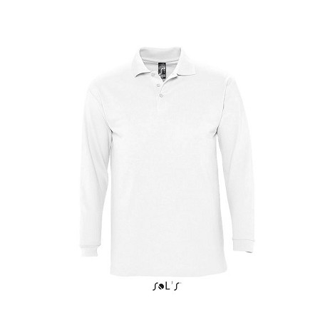 Polo homme manhes longues publicitaire blanc