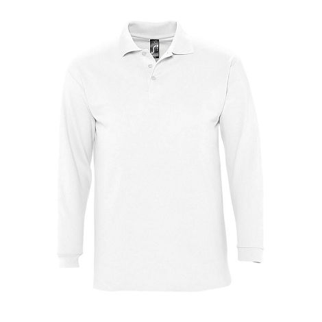 Polo homme manhes longues publicitaire blanc