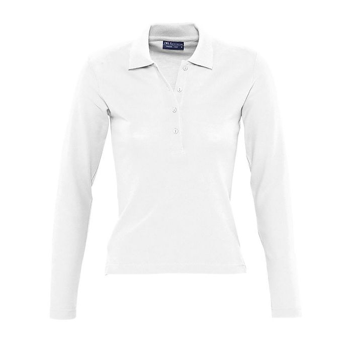  Polo femme manches longues publicitaire blanc