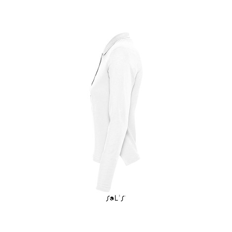 Polo femme manches longues publicitaire blanc