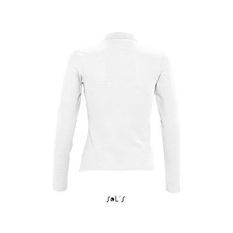 Polo femme manches longues publicitaire blanc