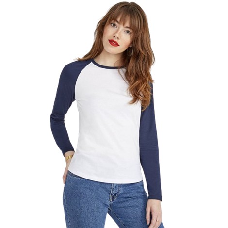 Tee-shirt manches longues bicolore femme