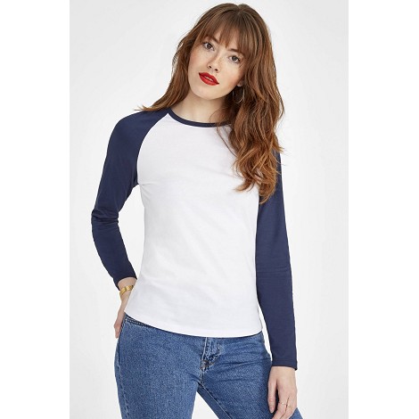 Tee-shirt manches longues bicolore femme