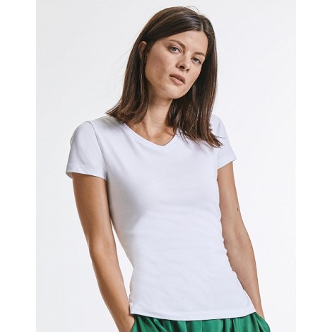 Tee-shirt col V femme couleur