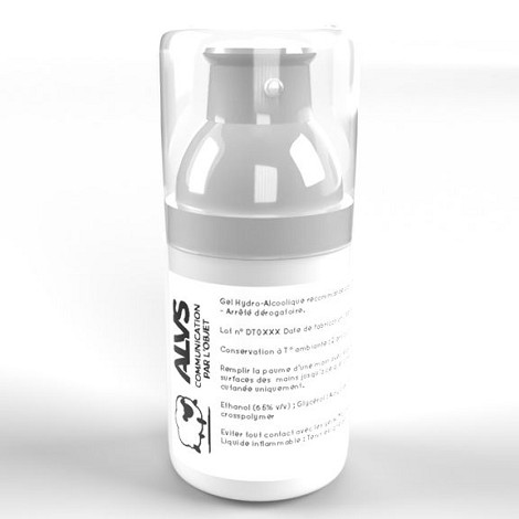 Gel promotionnel hydro-alcoolique en flacon à pompe 50 ml