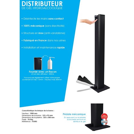 Distributeur de gel sur pied