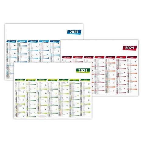 Calendrier 2021 bancaire grande taille