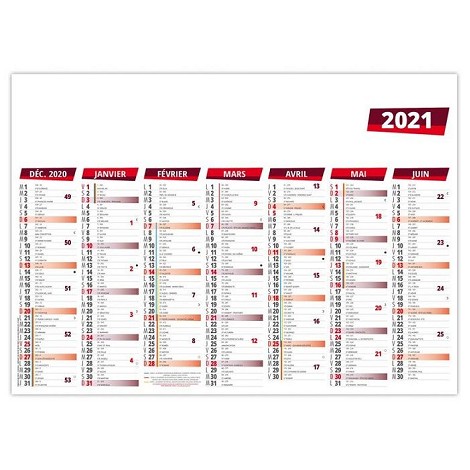 Calendrier bancaire 2021 taille moyenne premier prix