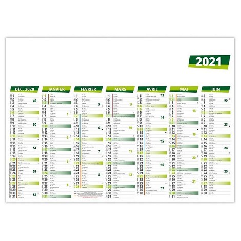 Calendrier bancaire 2021 taille moyenne premier prix
