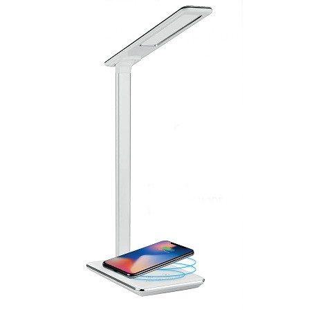 Blaupunkt Lampe Bureau LED avec Chargeur Sans Fil, Port Chargement USB,  Lampe Table à Gradation avec 5 Modes Couleurs, Bras Réglable, Lecture