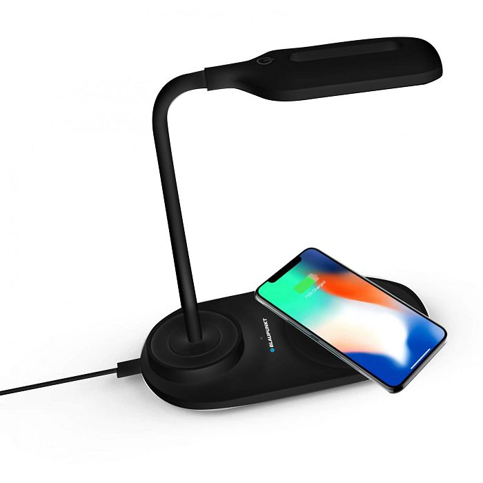 Lampe de bureau noire LED Beacon chargeur à induction + USB