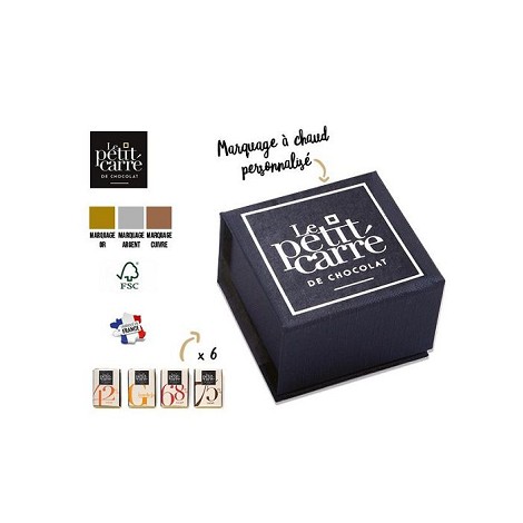 Boite contenant 6 carrés de chocolat