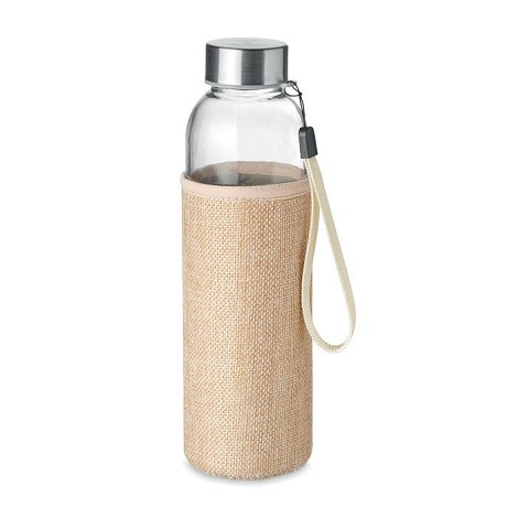 Bouteille publicitaire avec housse en jute