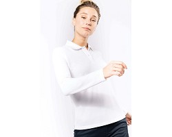 Polo manches longues femme blanc