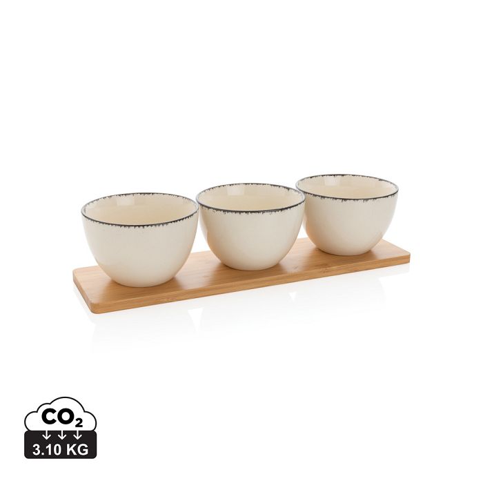  Set 3 bols de service avec plateau en bambou Ukiyo