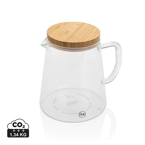  Carafe d'eau 1,2L en verre avec couvercle en bambou Ukiyo