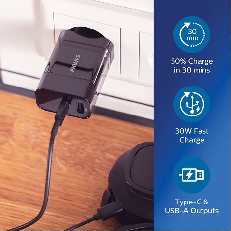  Chargeur Mural Philips, USB 30W Ultra Rapide