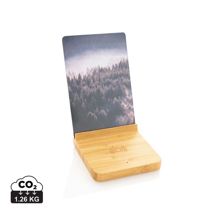  Cadre photo avec chargeur sans fil 5W en bambou