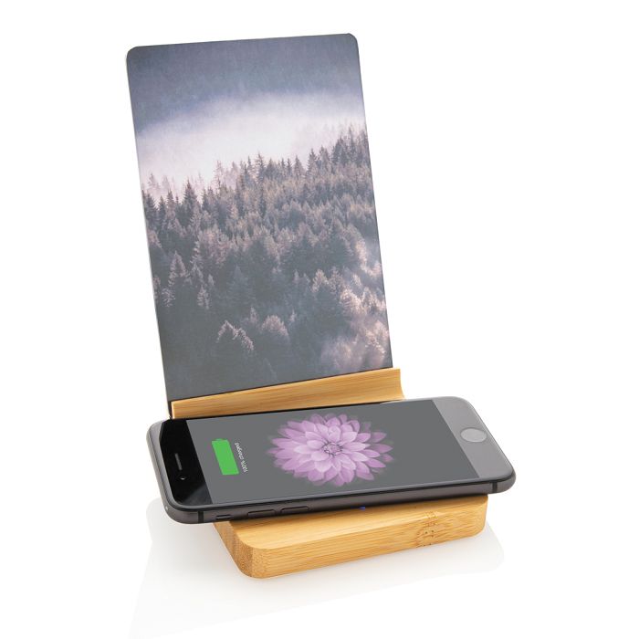  Cadre photo avec chargeur sans fil 5W en bambou