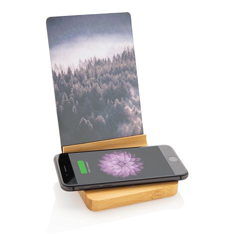 Cadre photo avec chargeur sans fil 5W en bambou