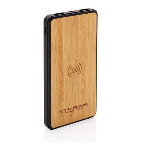 Batterie de secours 8000 mAh en bambou à induction 5W