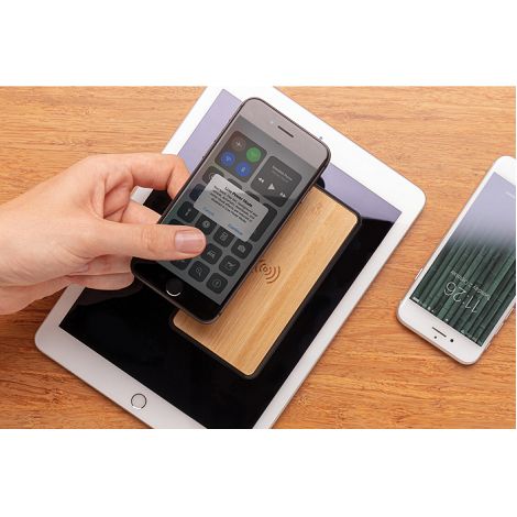 Batterie de secours 8000 mAh en bambou à induction 5W