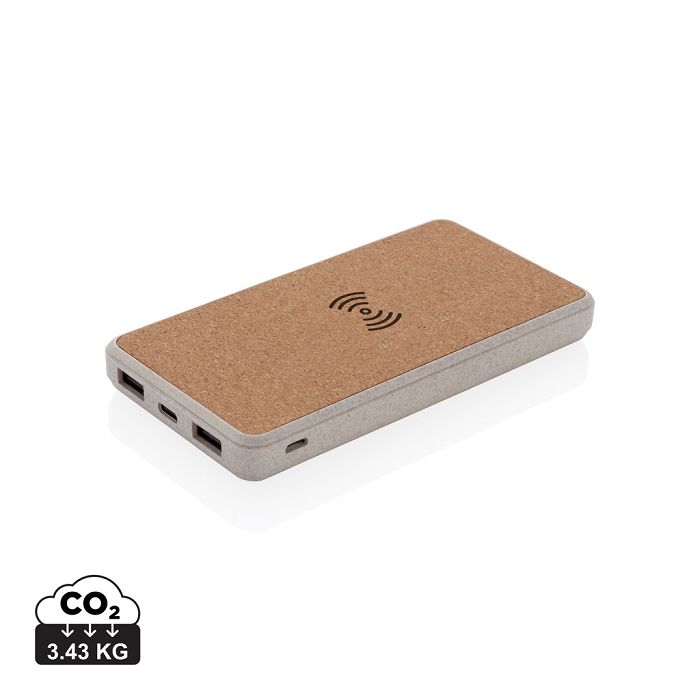  Powerbank 8000 mAh 5W en fibre de paille et liège