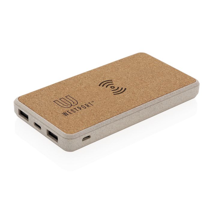  Powerbank 8000 mAh 5W en fibre de paille et liège