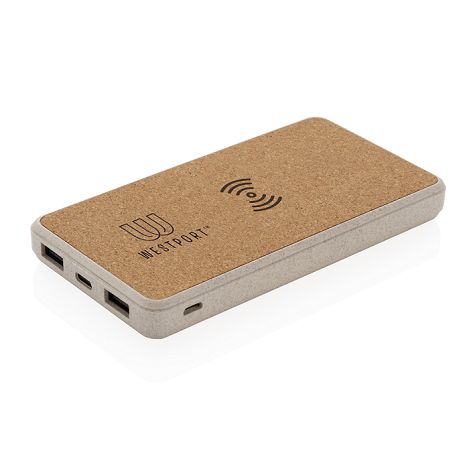  Powerbank 8000 mAh 5W en fibre de paille et liège