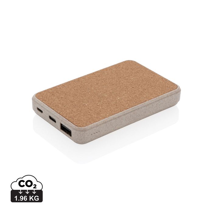  Powerbank 5000 mAh en fibre de paille de blé et liège