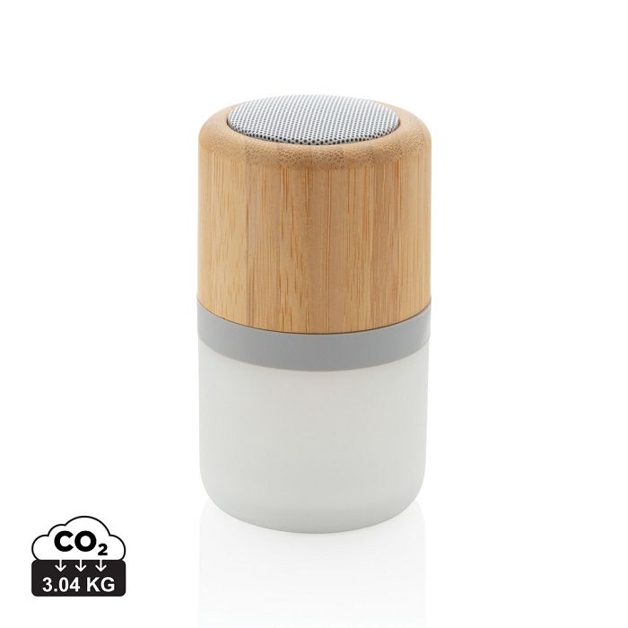  Enceinte 3W en bambou avec lumière d'ambiance