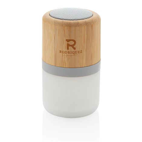  Enceinte 3W en bambou avec lumière d'ambiance