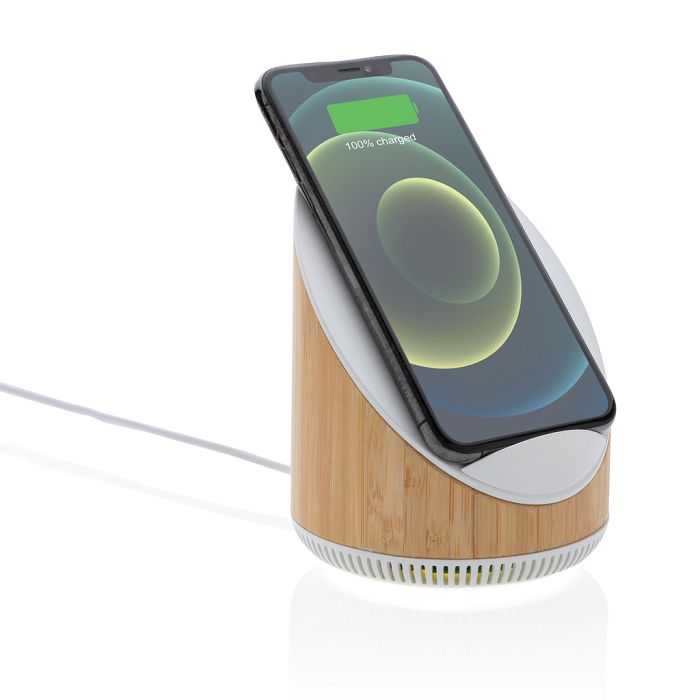  Enceinte 5W en bamboo avec chargeur sans fil 15W Ovate