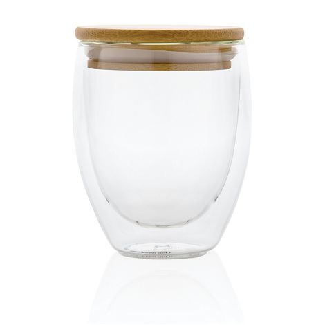 Verre double paroi 250ml avec couvercle en bambou