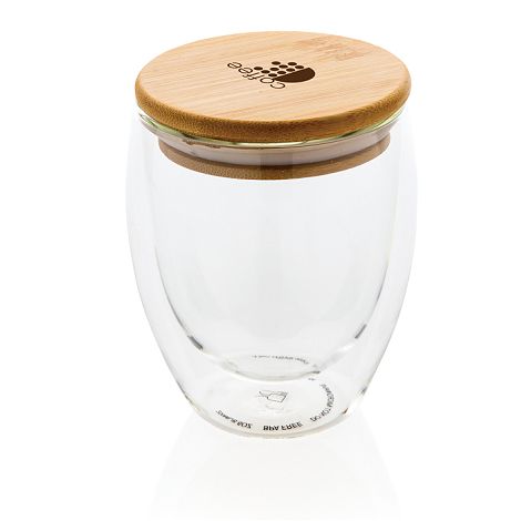 Verre double paroi 250ml avec couvercle en bambou