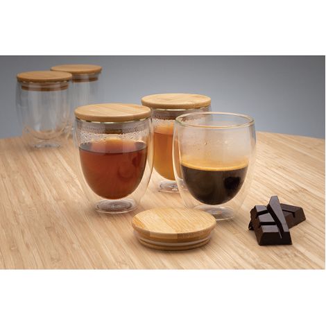 Verre double paroi 250ml avec couvercle en bambou