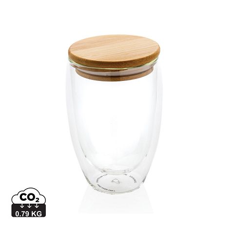  Verre double paroi 350ml avec couvercle en bambou