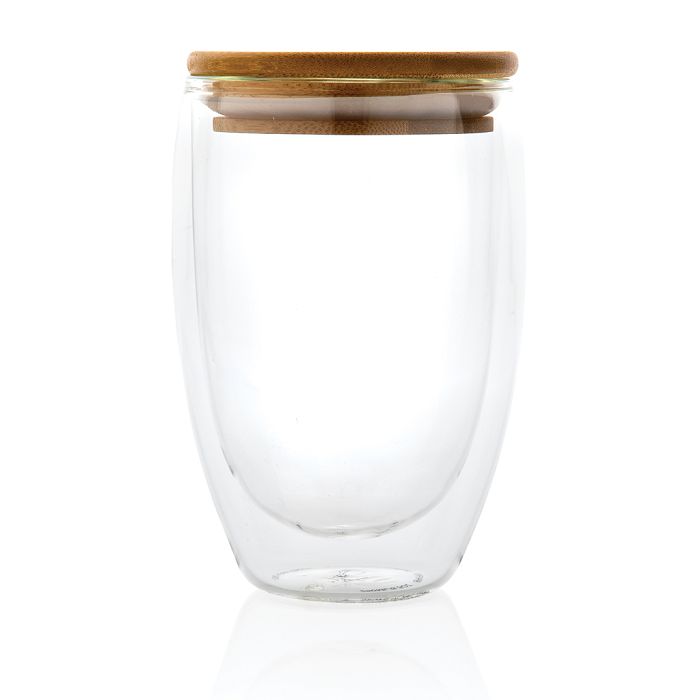  Verre double paroi 350ml avec couvercle en bambou