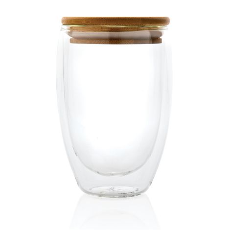 Verre double paroi 350ml avec couvercle en bambou - USOA