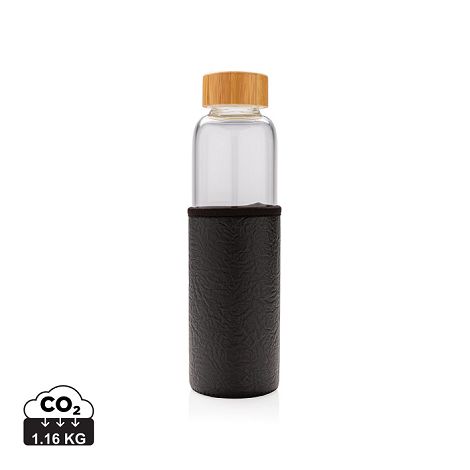 Bouteille en verre borosilicaté avec housse texturé