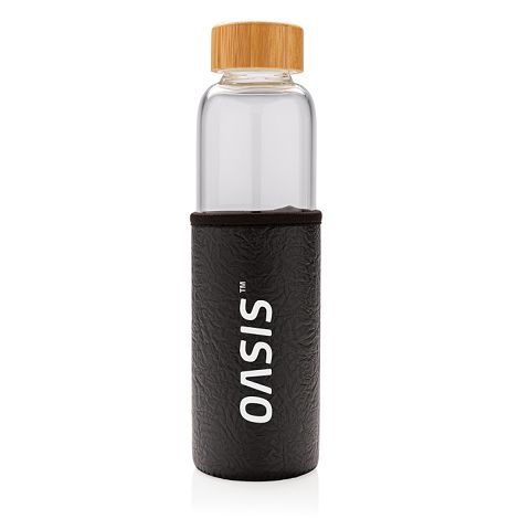 Bouteille en verre borosilicaté avec housse texturé