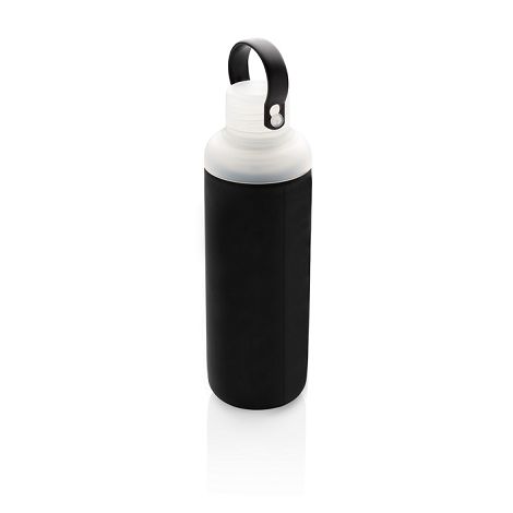 Bouteille d'eau en verre avec revêtement en silicone