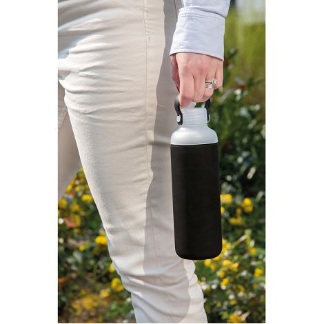 Bouteille d'eau en verre avec revêtement en silicone