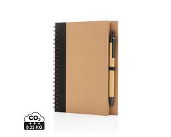 Cahier à spirales kraft avec stylo